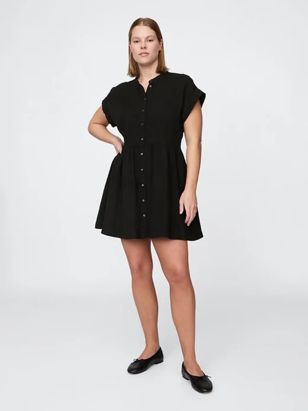 GAP Black Button-Front Mini Dress